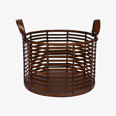 Amara Global Explorer - Slotted Leather Basket - Tan