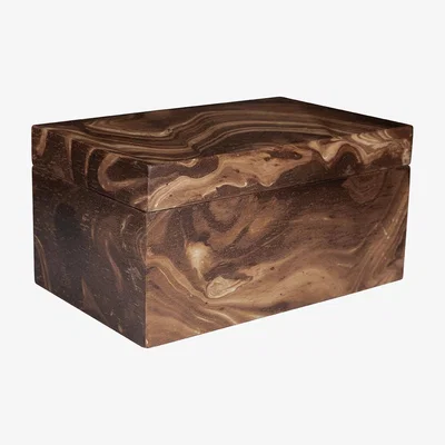 Amara Retreat - Dark Marble Wooden Trinket Box - Small