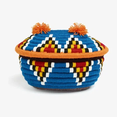 Amara Zan Artefacts - Banoo Oval Basket - Blue/Orange
