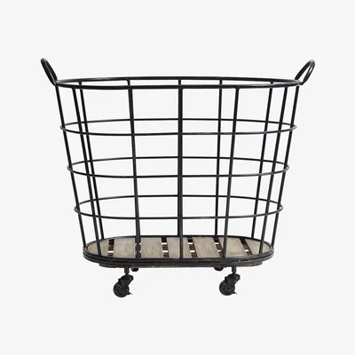 Amara Nordal - Downtown Iron Basket with Wheels - Black