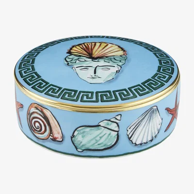 Amara Ginori 1735 - Luke Edward Hall Shell Crown Round Trinket Box - Sea Blue