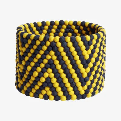 Amara HAY - Bead Round Basket - Yellow Chevron
