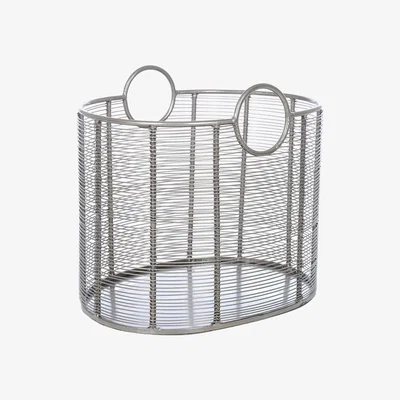 Amara Retreat - Cage Log Basket - Nickel