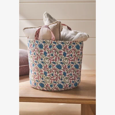 Anthropologie Quilted Block Print Basket