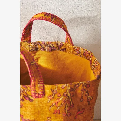 Anthropologie Minerva Printed Fabric Storage Basket