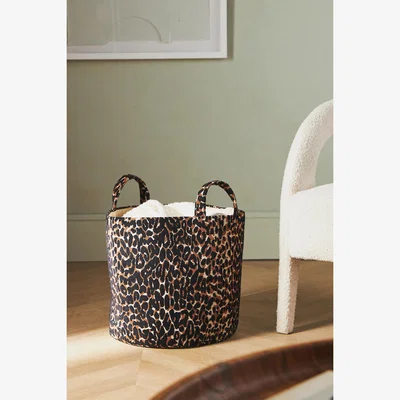 Anthropologie Leopard-Print Basket