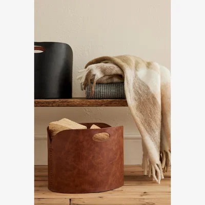 Anthropologie Ivyline Faux-Leather Log Bucket