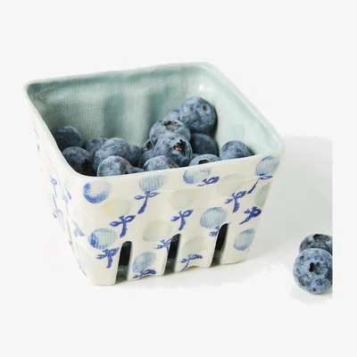 Anthropologie Floral Ceramic Berry Basket