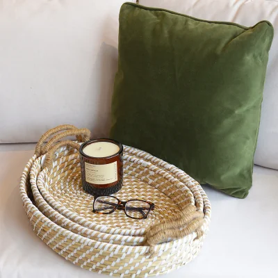 Arighi Bianchi Set of 3 Woven Seagrass Basket Trays
