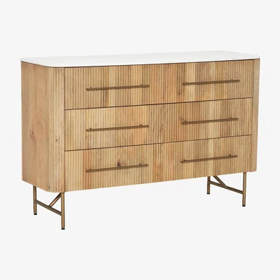 Barker and Stonehouse Fuji 6 Drawer Chest Bleached Mango Wood, Brown | Barker & Stonehouse