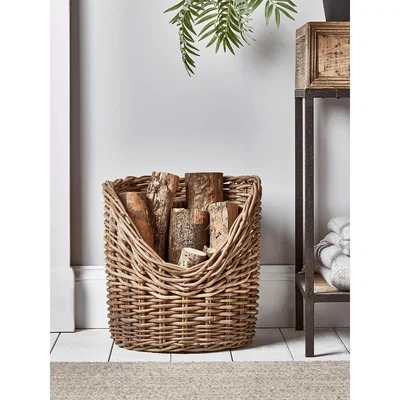 Cox and Cox Rattan Log Basket - Asymetrical