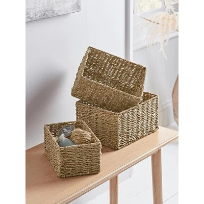 Cox and Cox NEW Three Rectangle Seagrass Baskets