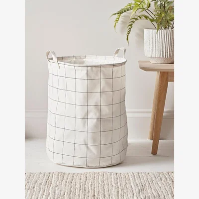 Cox and Cox Black & White Checked Laundry Basket