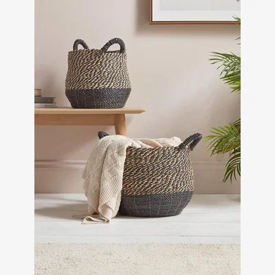 Cox and Cox Two Black & Neutral Baskets
