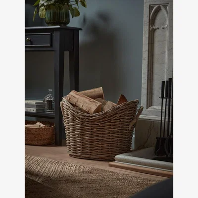 Cox and Cox Curved Wicker Log Basket