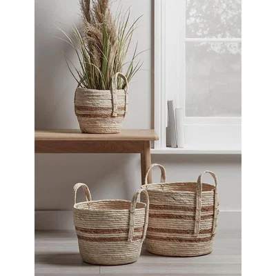 Cox and Cox NEW Three Woven Striped Baskets