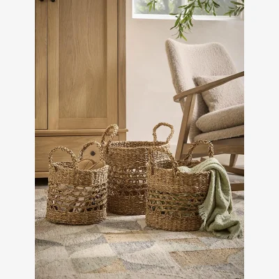Cox and Cox Three Seagrass Baskets