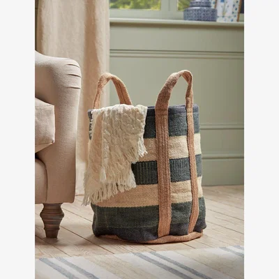 Cox and Cox Striped Jute Storage Bag