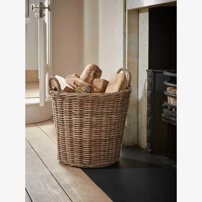 Cox and Cox Rattan Log Basket - Round