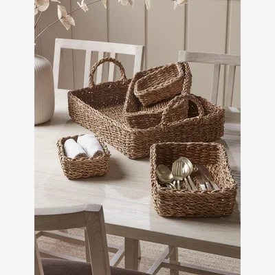 Cox and Cox Five Piece Seagrass Tray Set