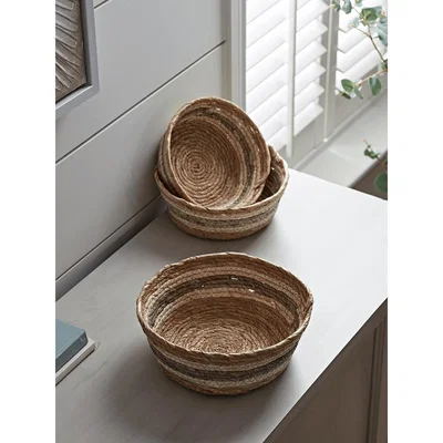 Cox and Cox NEW Three Grey Striped Storage Baskets