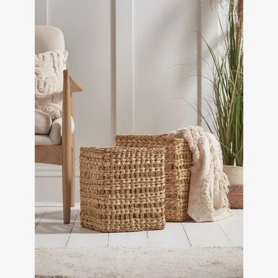 Cox and Cox Two Square Woven Baskets