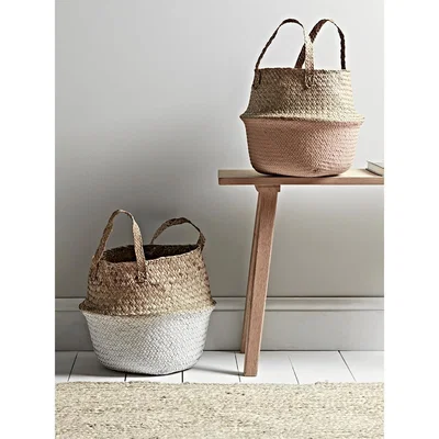 Cox and Cox Dipped Seagrass Basket - White