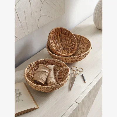 Cox and Cox Three Round Seagrass Baskets