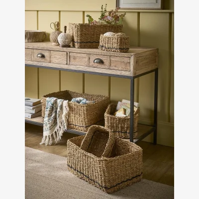 Cox and Cox Six Stacking Seagrass Storage Baskets