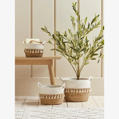 Cox and Cox Three Tasselled Storage Baskets