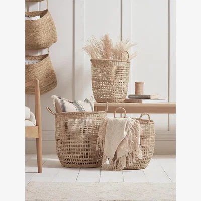 Cox and Cox Three Seagrass Storage Basket