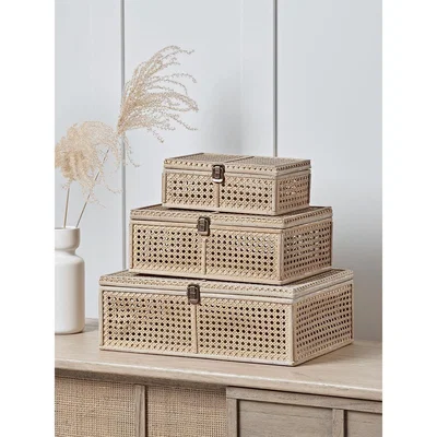 Cox and Cox NEW Three Rattan Storage Boxes