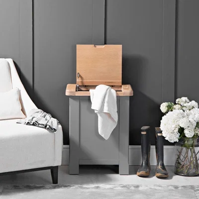 Chiltern Oak Furniture Dorset Storm Grey Painted Oak Laundry Basket