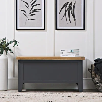 Chiltern Oak Furniture Suffolk Midnight Grey Painted Oak Blanket Box