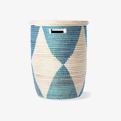 The Conran Shop Exclusive Medium Laundry Basket in Blue Diamonds By Artisanne