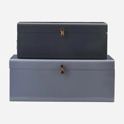 The Conran Shop Metal Storage Boxes in Blue & Light Blue Set of 2