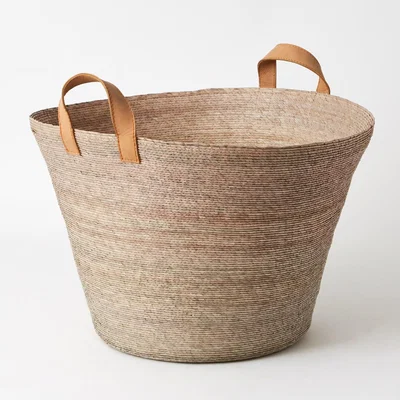 The Conran Shop Tall Revistero Basket with Leather Handles