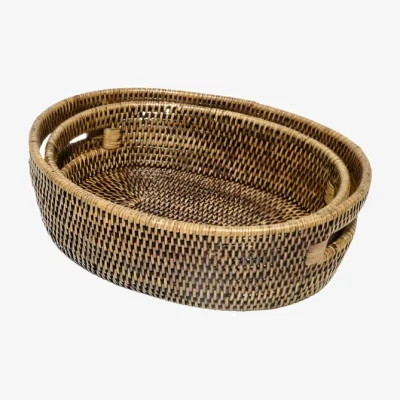 Casa by JJ Oval Rattan Basket- Brown
