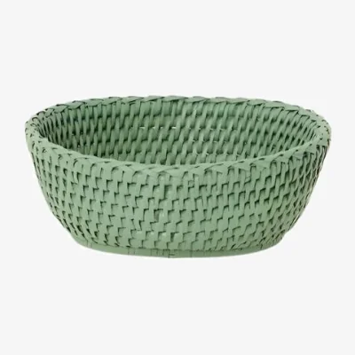 Casa by JJ Mayfair Trinket Tray Hold All Rattan Basket in Green