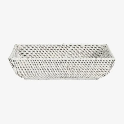 Casa by JJ Wiltshire Long Rattan Basket in White