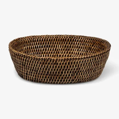 Casa by JJ Mayfair Rattan Trinket Tray Hold All Basket in Brown Colour