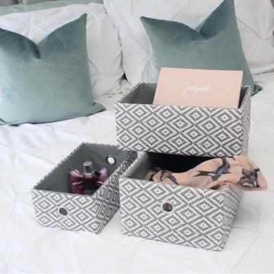 Dunelm JVL Argyle Set of 3 Storage Baskets White and Grey