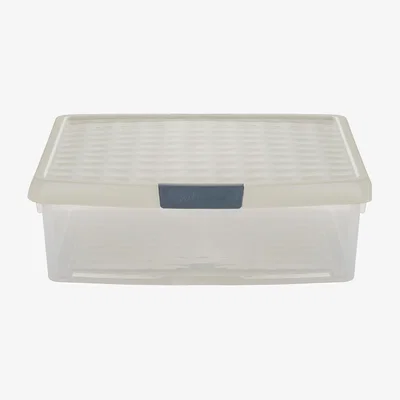 Dunelm Wham Clip 10.01 Pack of 4 13l Storage Boxes With Lids Stone