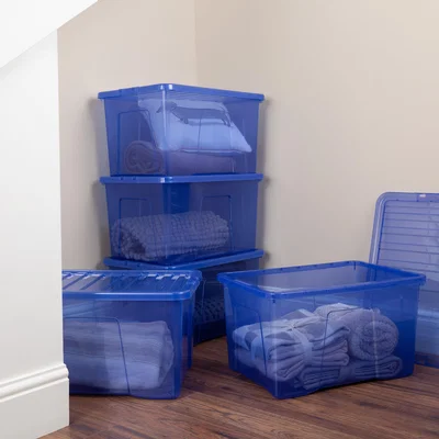 Dunelm Wham Crystal Set of 5 Boxes & Lids, 60L Blue