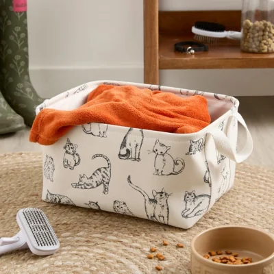 Dunelm Cat Print Storage Basket