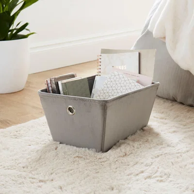 Dunelm Velvet Tapered Basket Grey