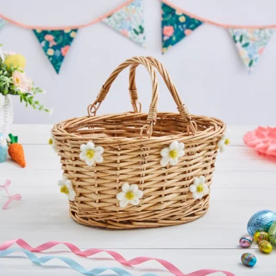 Dunelm Daisies Woven Wicker Basket