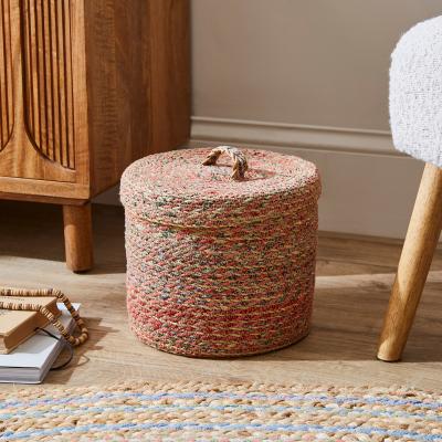 Dunelm Small Multicoloured Seagrass Basket with Lid Multicoloured
