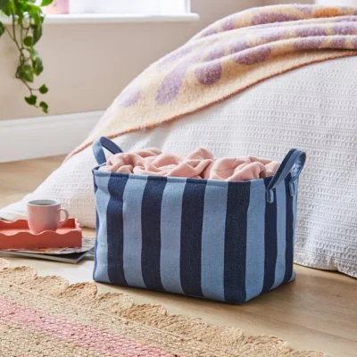 Dunelm Beatrice Stripe Fabric Storage Basket