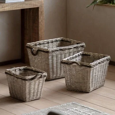 Dunelm Cedar & Sage Set of 3 Aspen Woven Log Baskets
